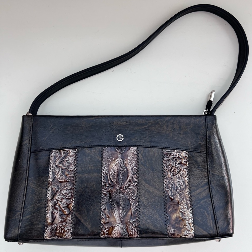 Y2K 90s Vintage Quality Leather Classic Black Shoulder Bag